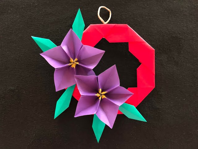 Origami] Bellflower Wreath, Bellflower, Autumn Wreath, Autumn