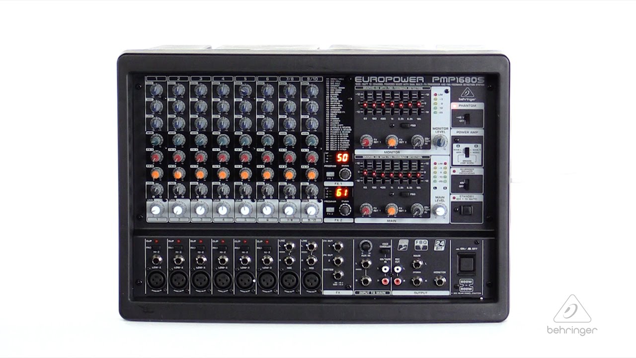 EUROPOWER PMP1680S 1600-Watt 10-Channel Powered Mixer - YouTube