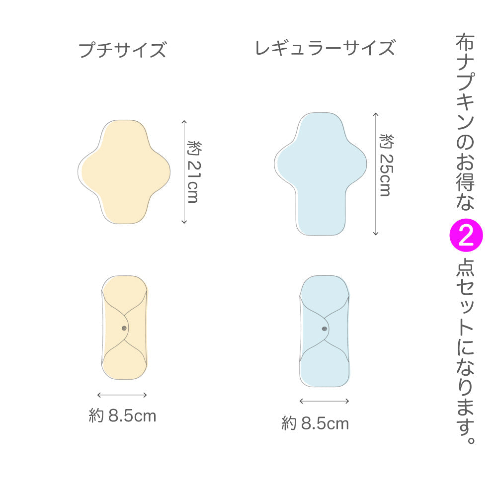 一体型布ナプキン お試しセット 【ドット ピンク×イエロー】 布