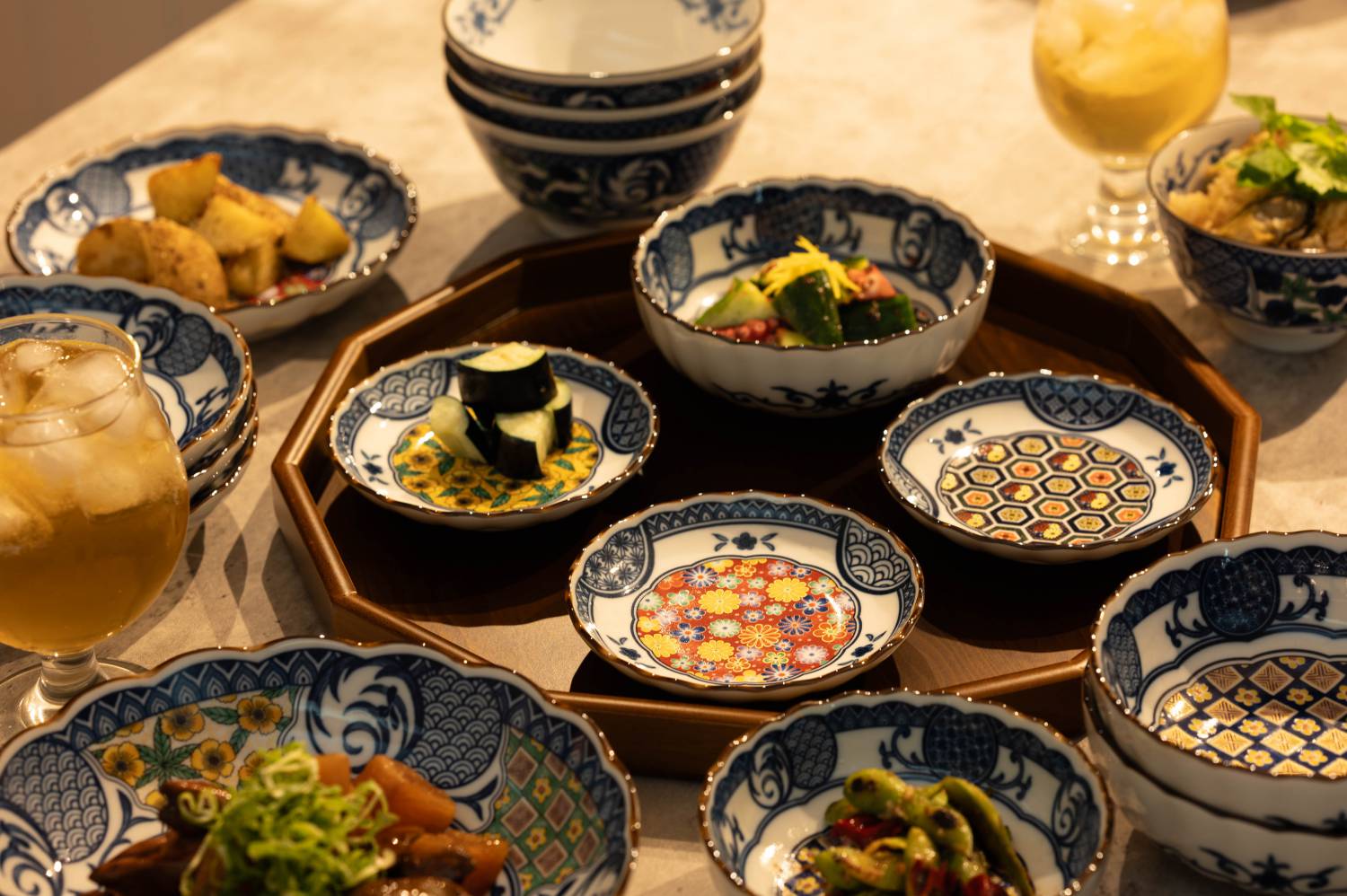 M-mode マルサン近藤 藍染小紋-アイゾメコモン- 深皿(21cm)黄彩[定番