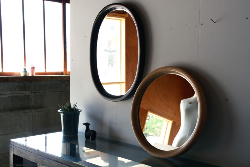 楽天市場】曲木鏡（ウォールミラー） 小判型, 小 / 木地色【鏡以外との