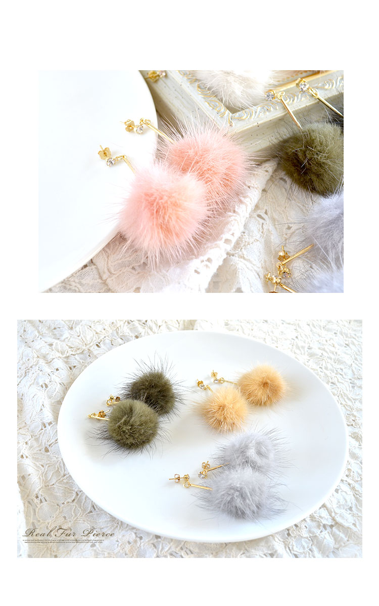 楽天市場】ファーピアス ミンクファーピアスファー ポンポン ピアス