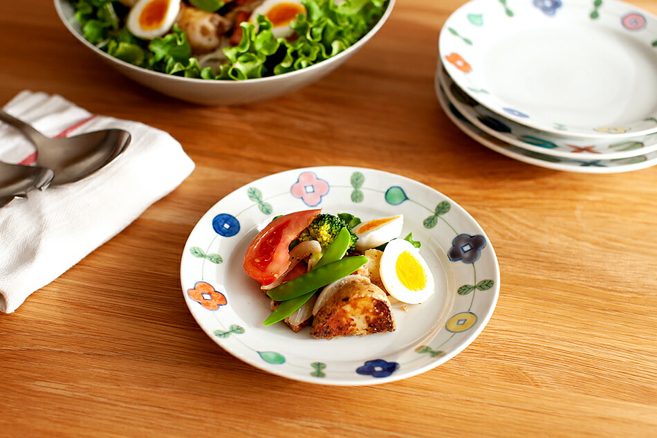 色絵幸せ花繋ぎ 6寸・7寸皿（徳永遊心） フリーデザイン ｜ 北欧