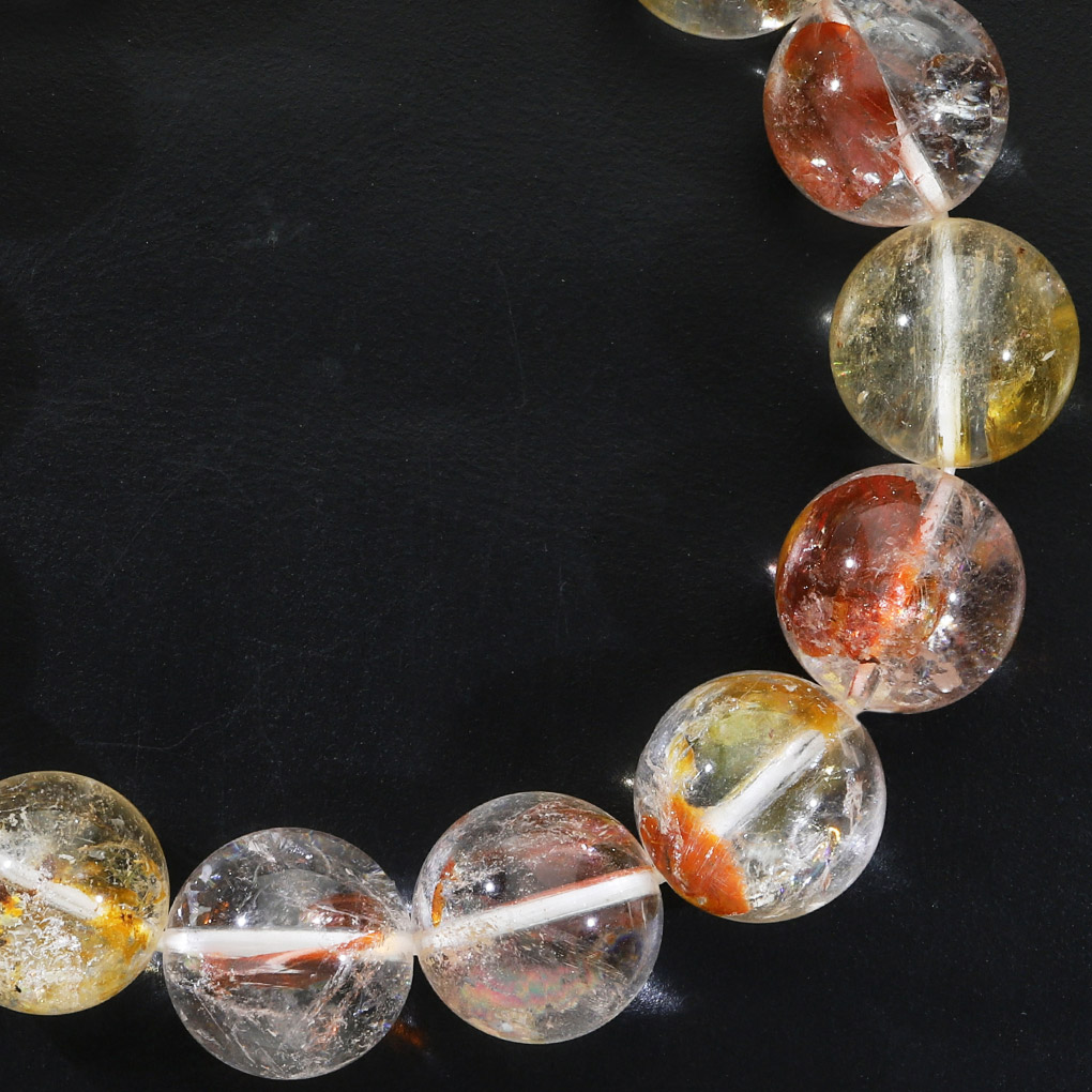 天然 オーラクォーツ ブレスレット 大玉 14.3mm 19cm メンズ L