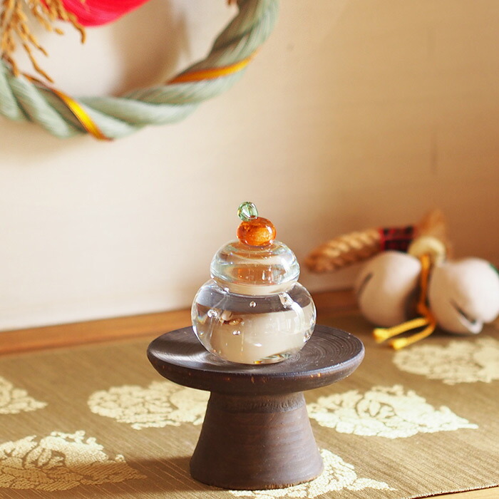 楽天市場】古賀雄大 ガラスの鏡餅小 / 硝子 ガラス製 鏡餅 お正月飾り