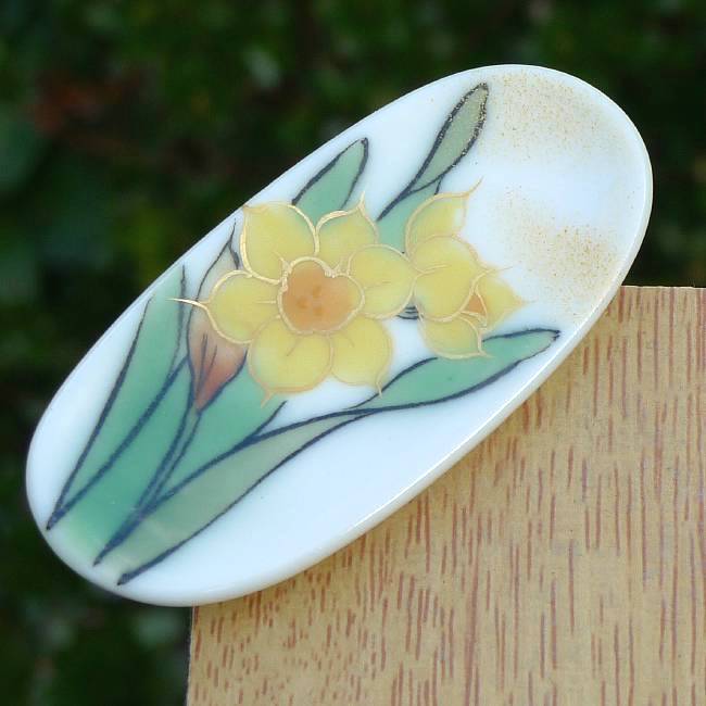 花うつろい箸置き 水仙単品 陶あん - 京焼清水焼 松韻堂