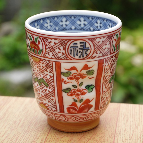 赤絵福禄寿湯呑 大 【送料無料】 - 京焼清水焼 松韻堂