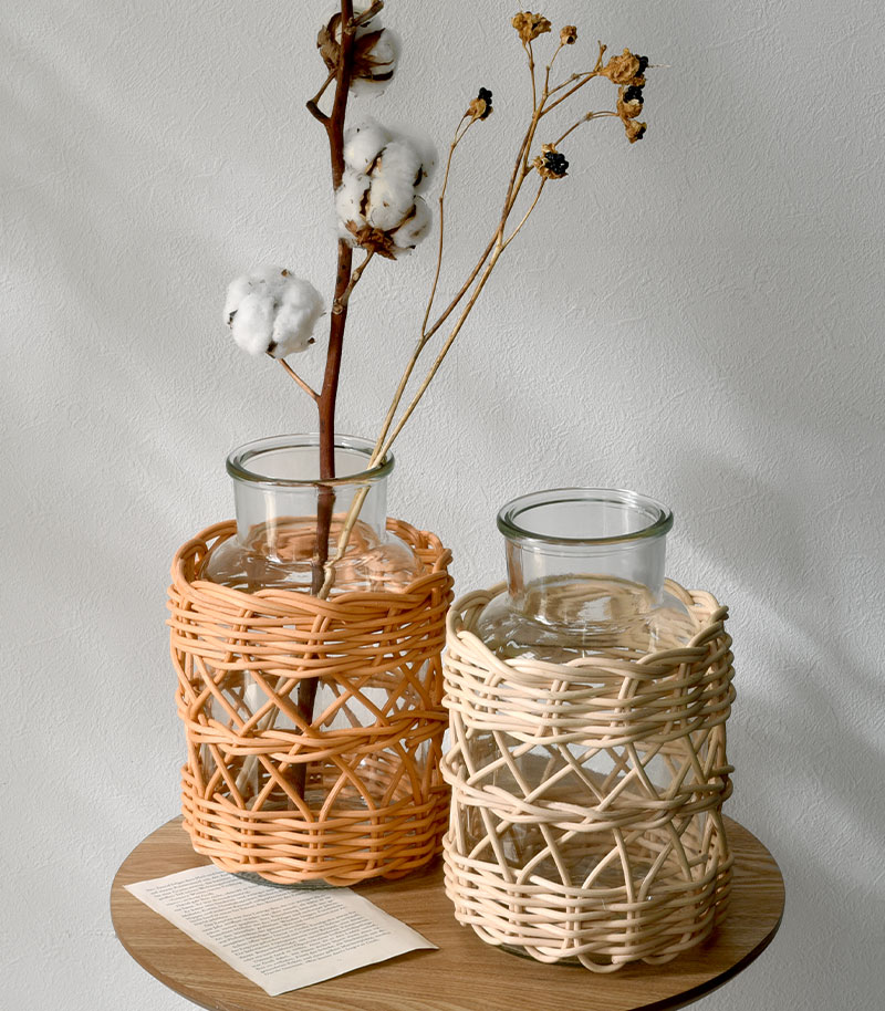 ラタン 花瓶 ガラスボトル ラスカ L｜ユニットシェルフ 家具