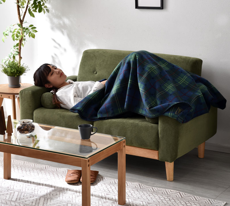 コーデュロイ 天然木 ソファ 2人掛け ダドリー 【00-100038】｜激安