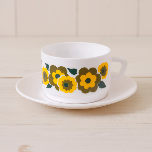 ヴィンテージ】arcopal FRANCE/カップ＆ソーサー/イエロー COMFOTA