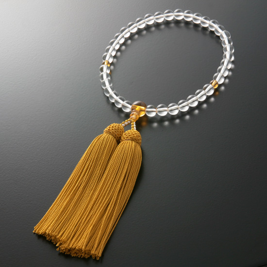 京都 数珠 販売｜本水晶 黄水晶仕立て 頭房 女性用数珠｜数珠通販の