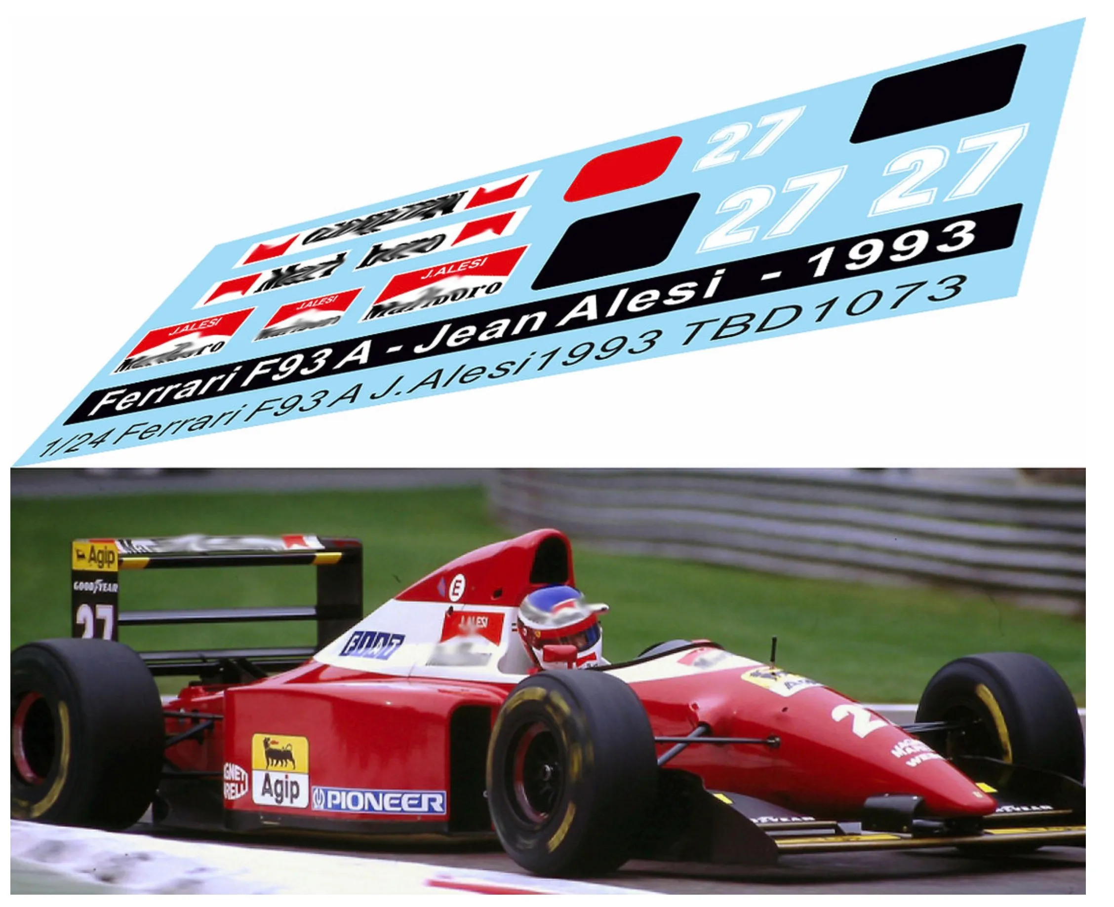 TBデカール 1/24 フェラーリ F93A 1993 J.アレジ マルボロ タバコ