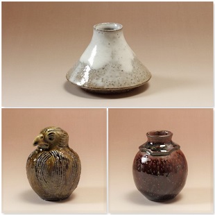 萩焼(伝統的工芸品)豆花入3点セット「初夢(一富士・二鷹・三茄子)」No2191