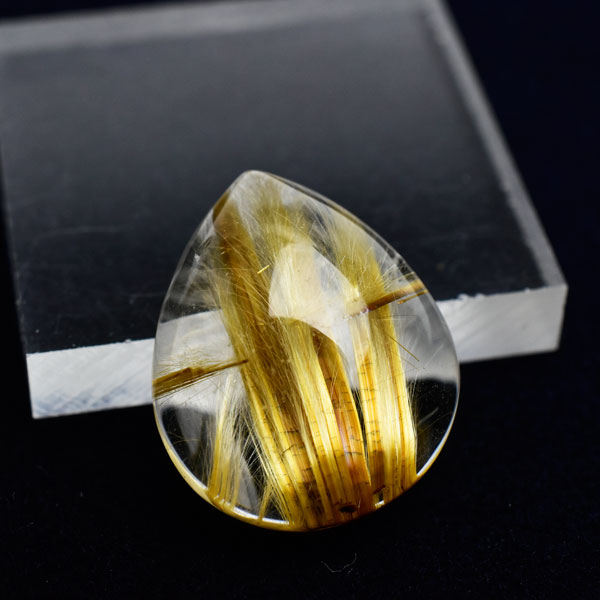 ゴールドルチルクォーツ ルース タンブル【最高級】【約3.6g】【ペア