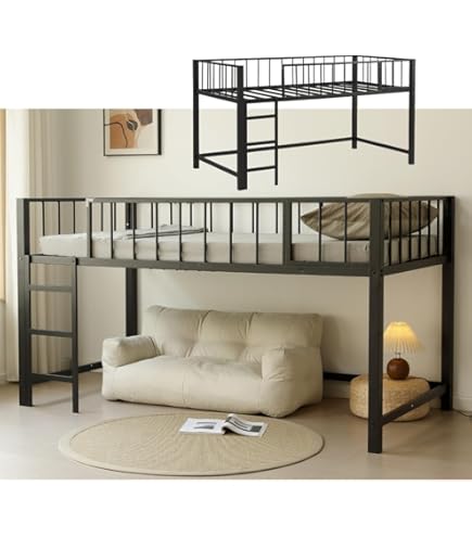 Amazon｜ロフトベッド セミダブル パイプベッド 【高さ90cm・耐荷重