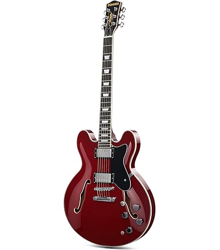 Amazon | GROTE Jazz Electric Guitar Semi-Hollow Body (Red