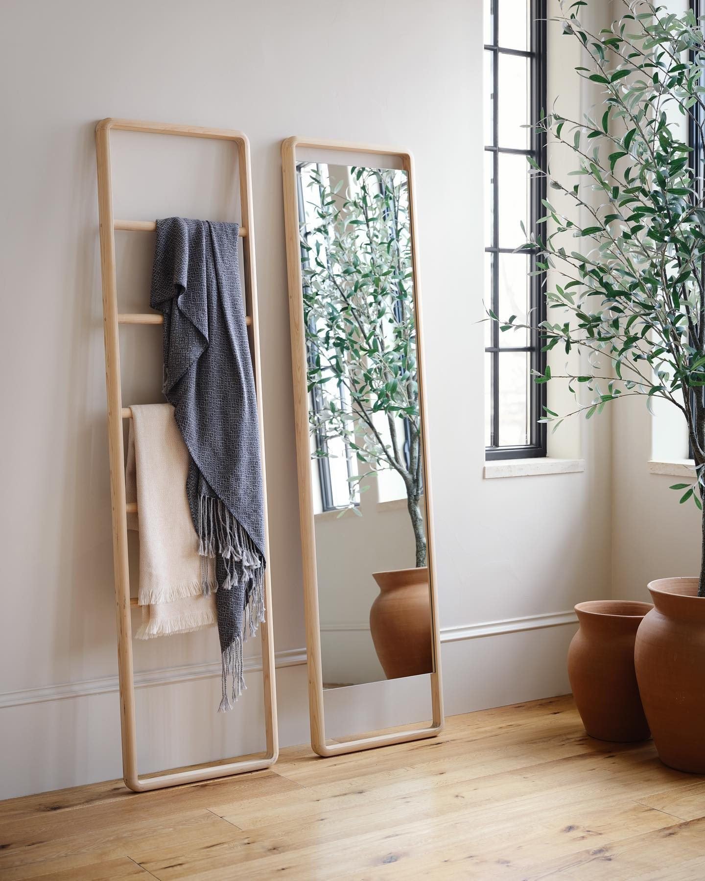 Hinoki Wood Floor Mirror | Minimalist Wood Standing Mirror – The
