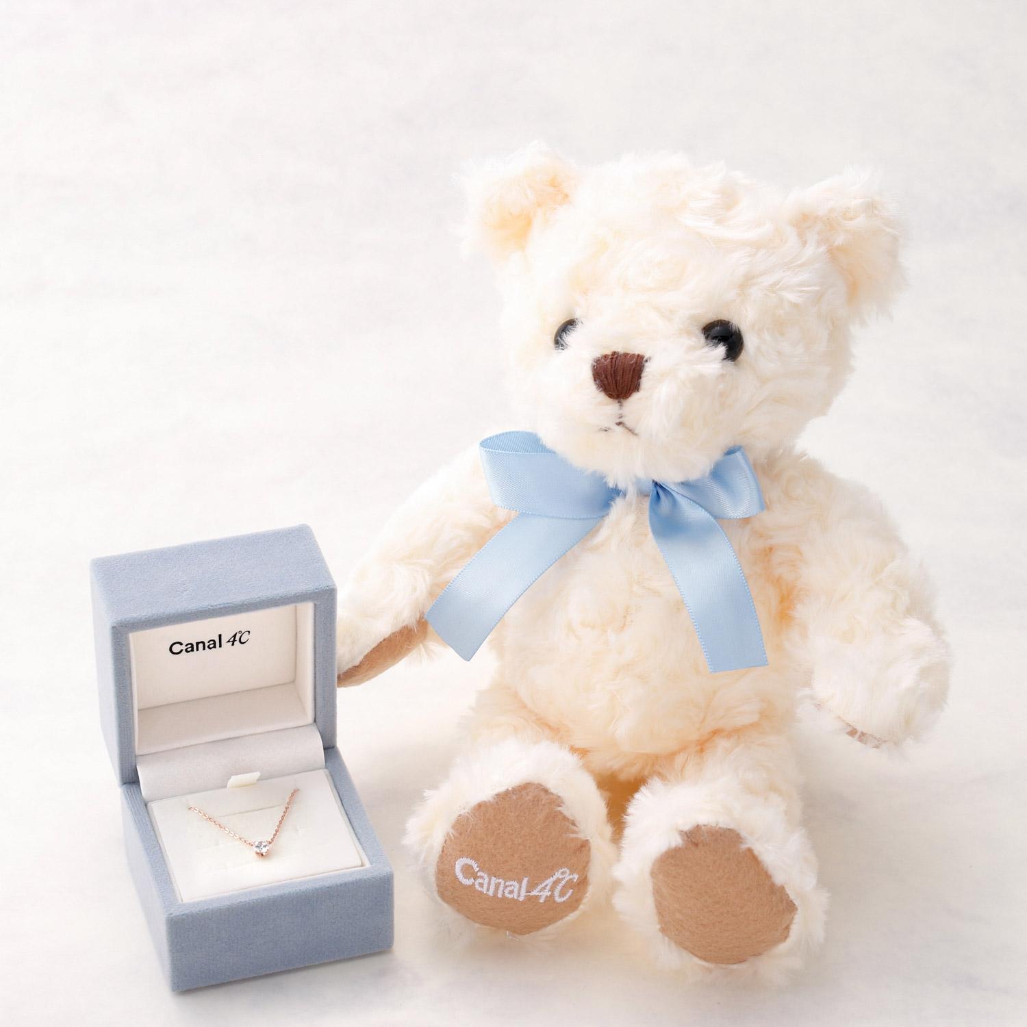 名入れ】Canal 4℃オリジナルベア&シルバーハートネックレスセット