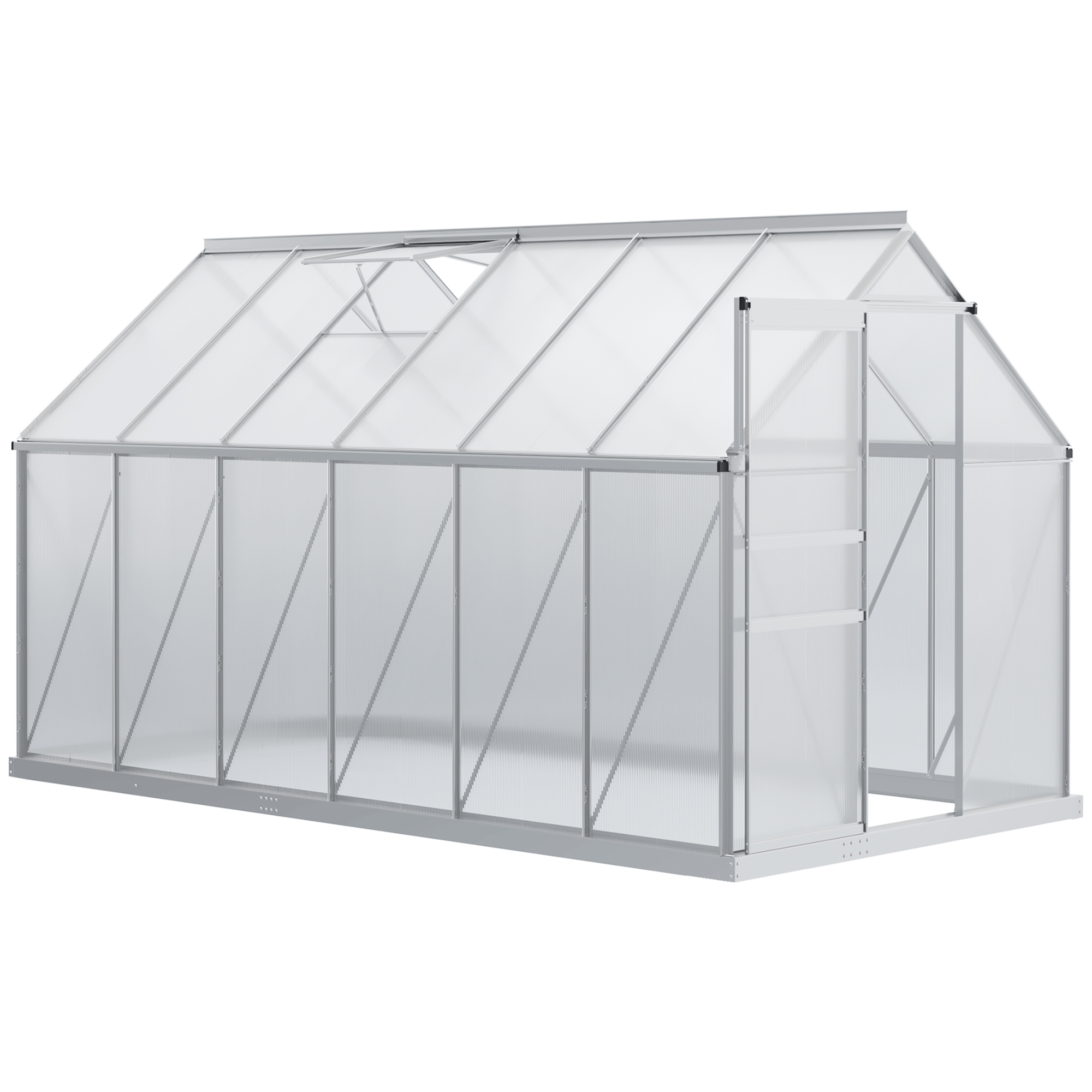 Outsunny 12' x 6' Aluminum Greenhouse, Polycarbonate Walk-in