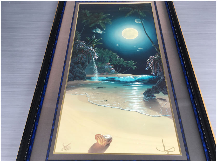 ジョン アルホーグ JOHN.AL.HOGUE、作品名.MOONLIT(AG).250/75版画、額