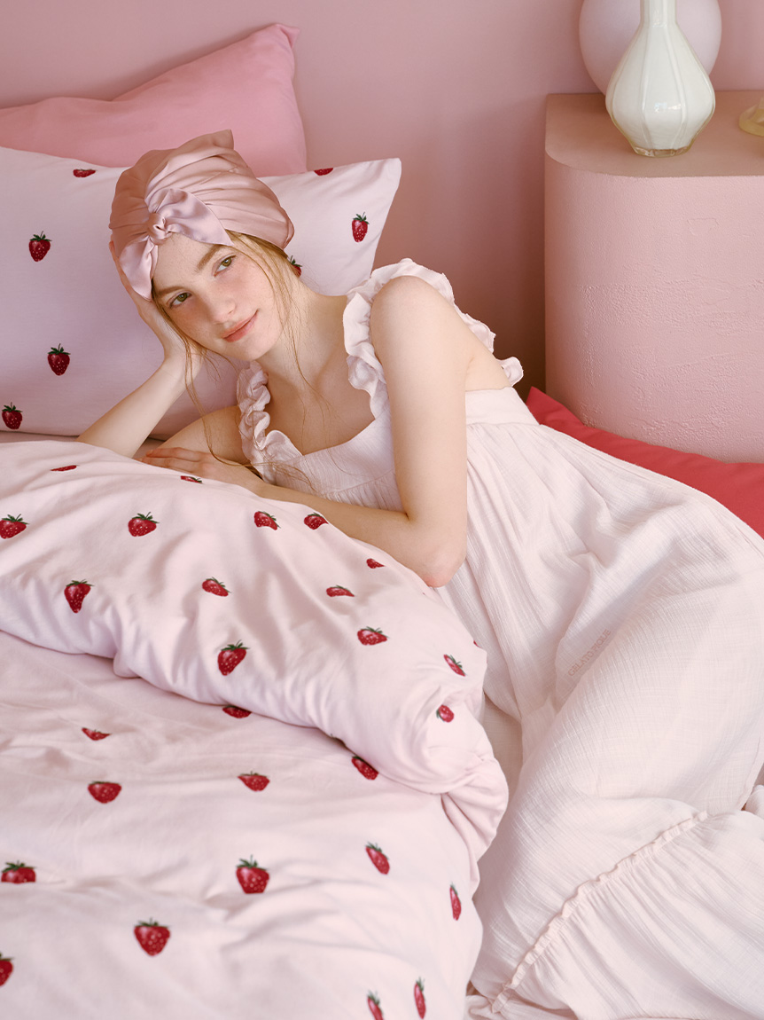 Sleep】ストロベリー柄掛けカバー（シングル）(掛け布団カバー