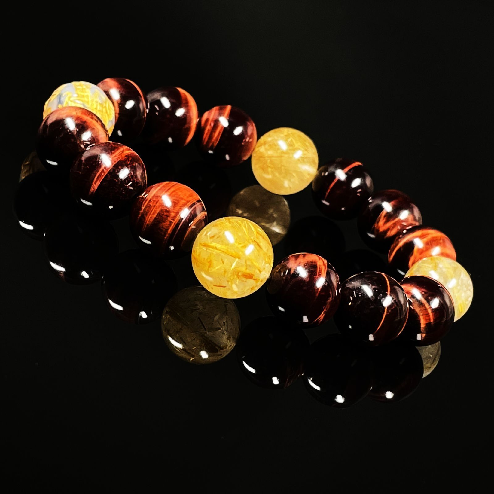 営業力を高める数珠］12ミリ 金彫皇帝龍 龍紋石 ドラゴンアゲート