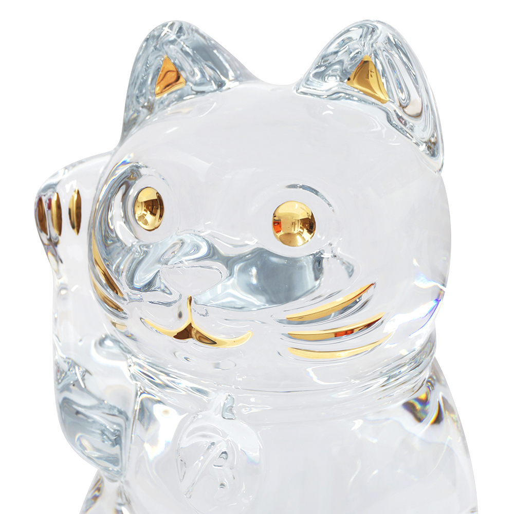 バカラ クリスタルフィギュア 招き猫 まねき猫 縁起物 高さ24cm