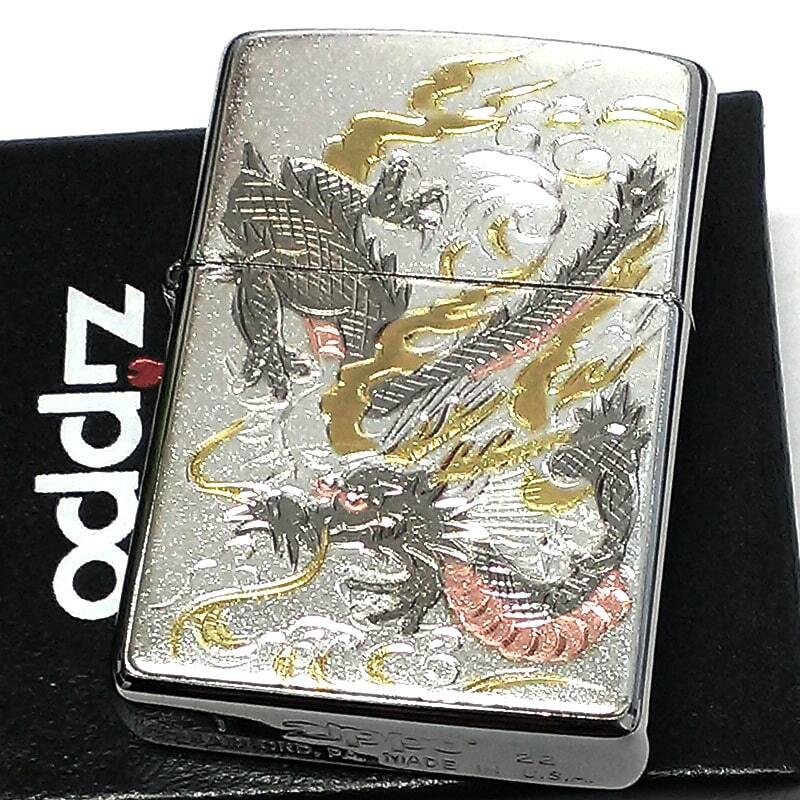 ZIPPO 和柄 ドラゴン ジッポ ライター シルバー 龍 日本 和風 竜 彫刻