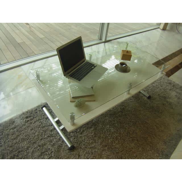 飛散防止フィルム貼りガラス 二重天板昇降式リフティングテーブル 幅