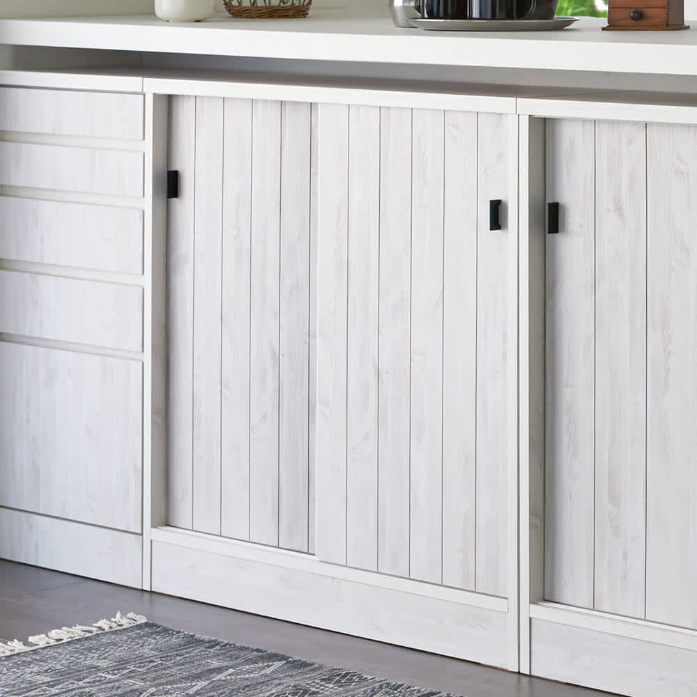 ヴィンテージ調ホワイト木目カウンター下収納庫 幅90cm高さ90cm 通販