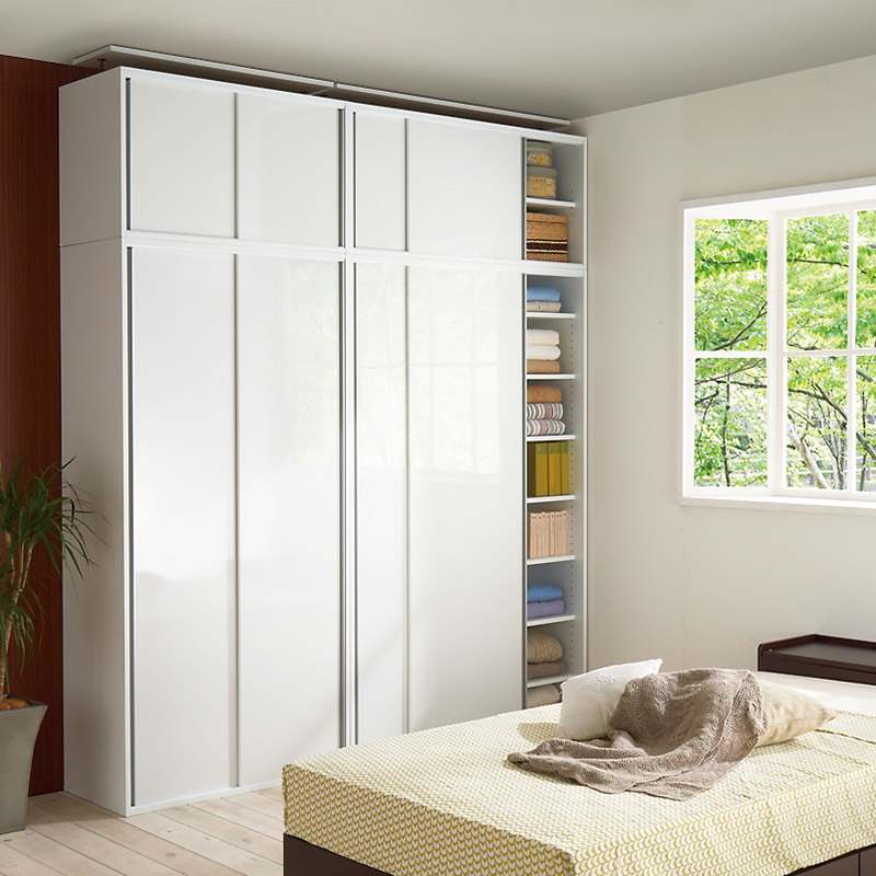 光沢仕様 引き戸壁面収納本棚 幅90奥行40高さ180cm 通販 - ディノス