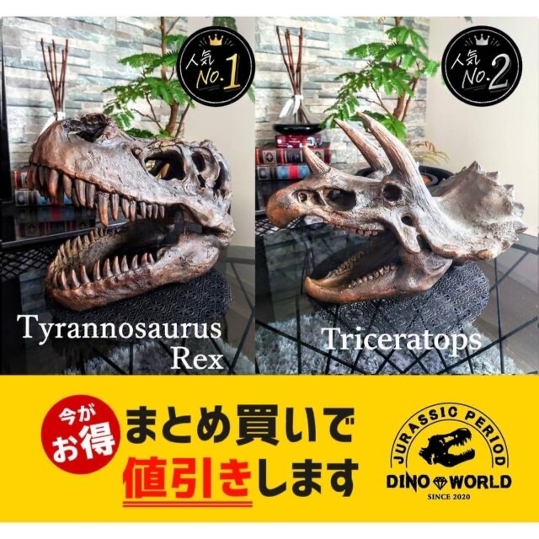 IKEA - 大迫力✨ トリケラトプス 頭骨 化石 レプリカ 恐竜 フィギュア