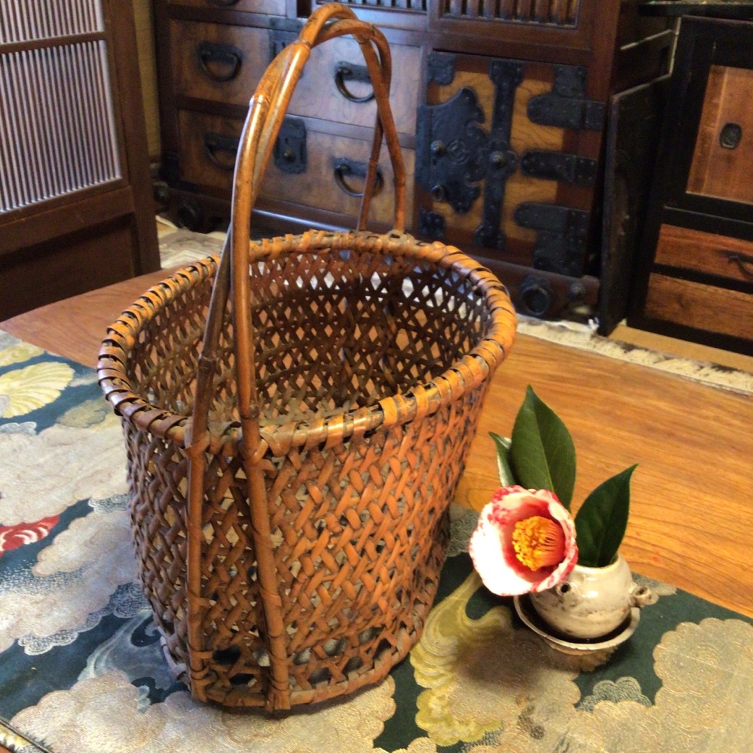 A799 アンティーク 竹籠 竹細工 花籠の通販 by arajin's shop｜ラクマ