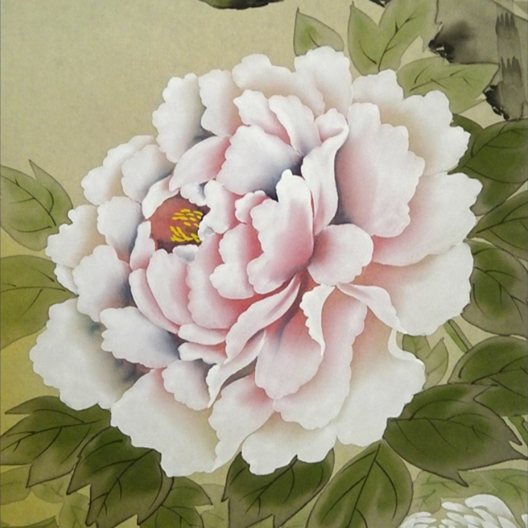 真作】掛軸 植田春甫『四季花図』絹本 肉筆 共箱付 掛け軸 a041713の