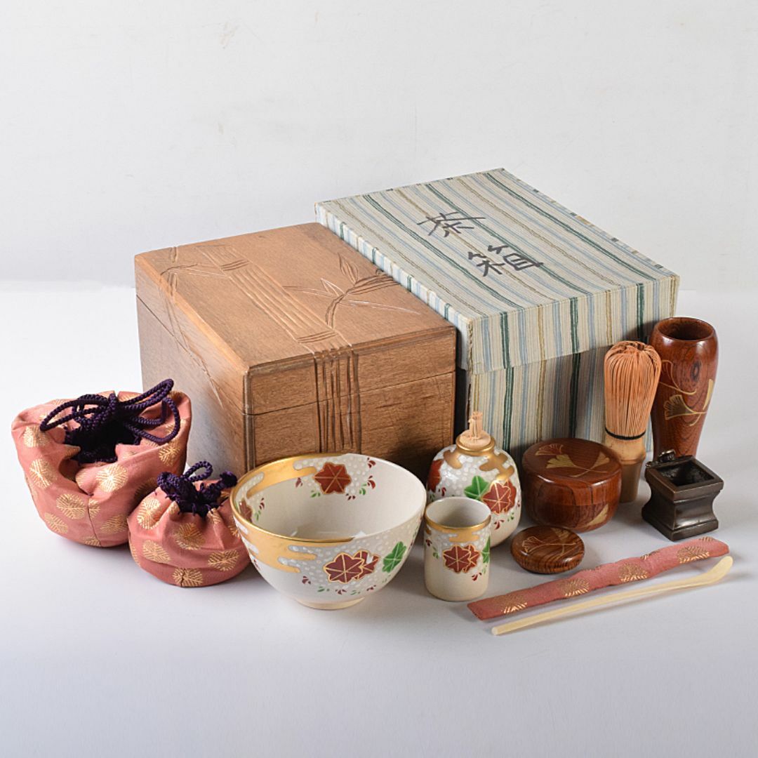 輪島塗 浜木松峰 朱塗銀タガ 手桶水指 堀内宗完(兼中斎)極め箱 VR8538H