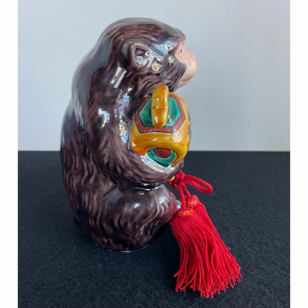 希少 九谷焼 増田和宣 作 縁起物 申 さる 猿 置物 干支 オブジェ 元箱