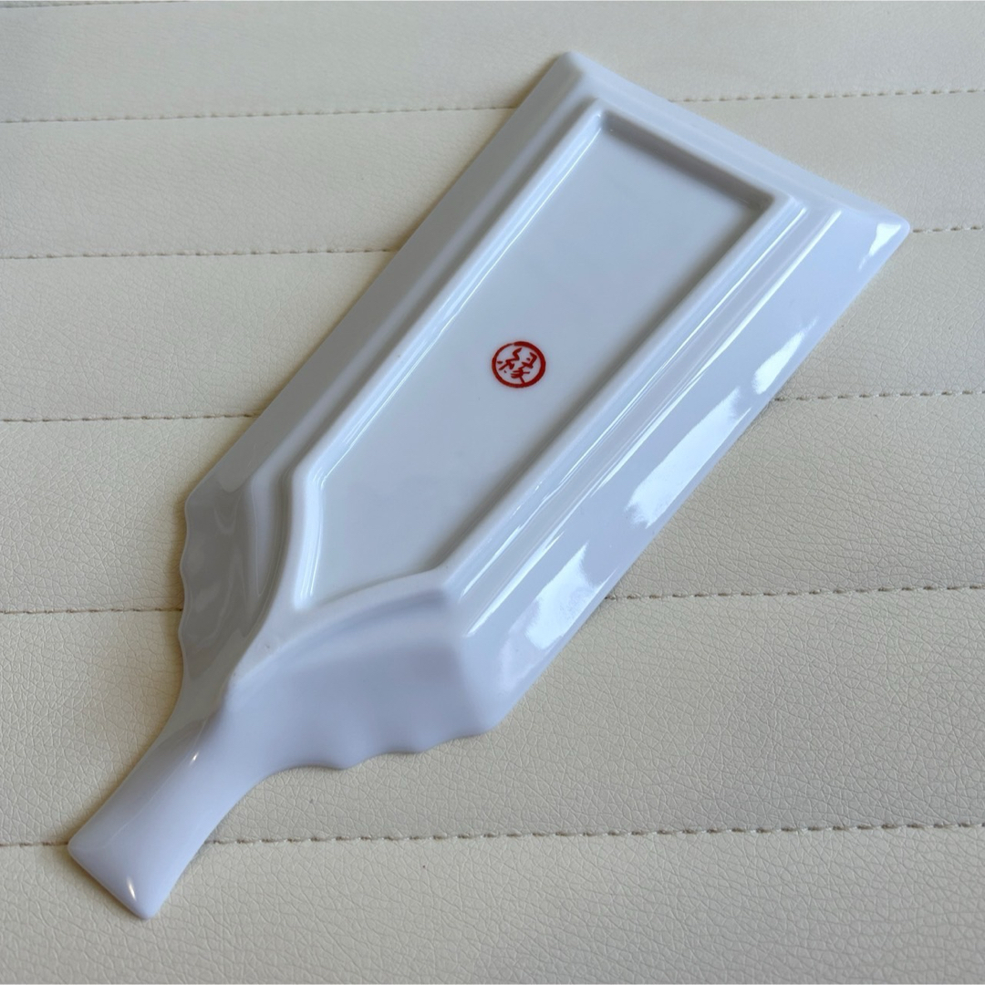 美濃焼 - 美濃焼 前畑陶器 縁起商店 羽子板 赤絵 賀正紋 羽子板皿 長皿