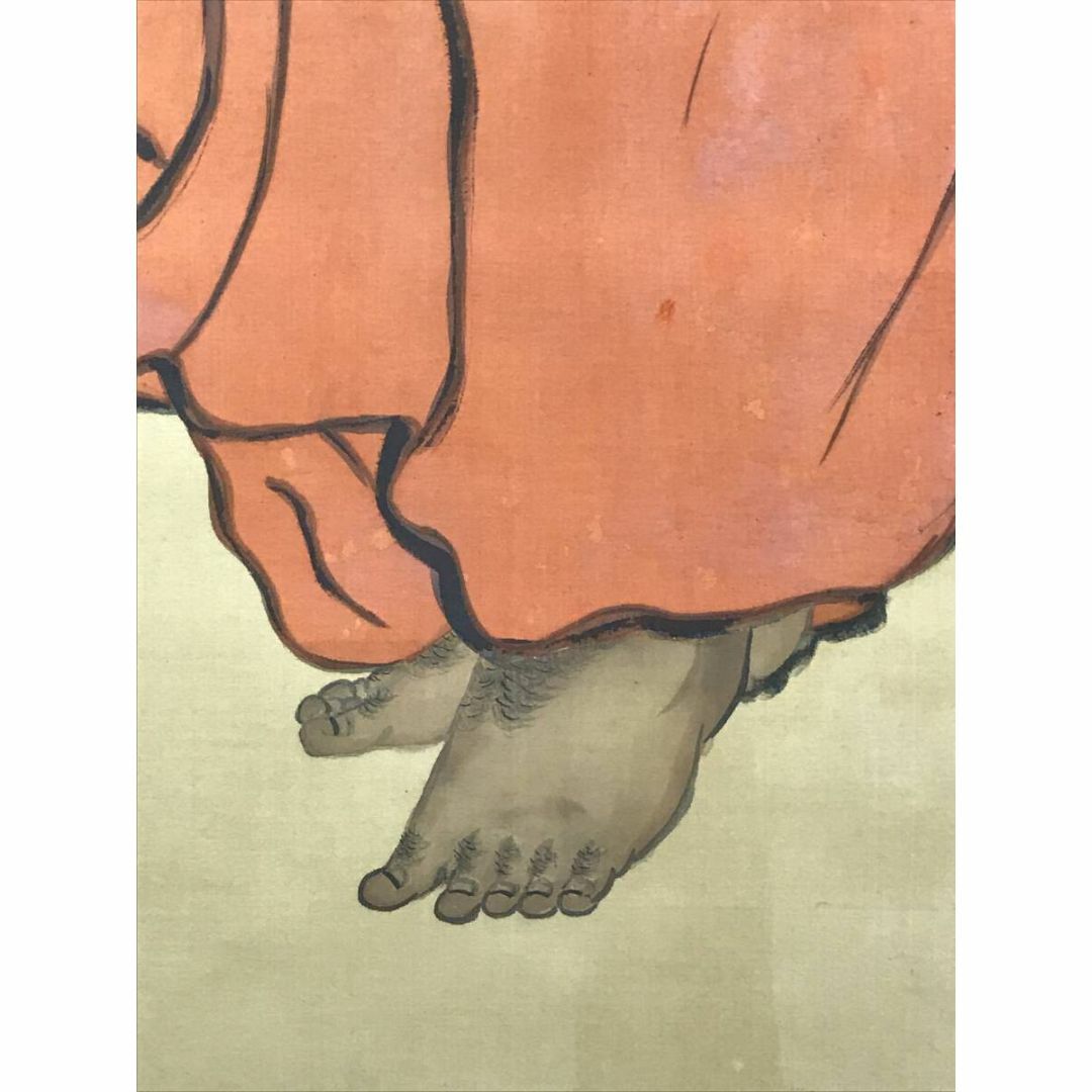 真作/新谷鉄僊/緋達磨之図/ダルマ図/だるま/達磨//掛軸☆宝船☆AF-535