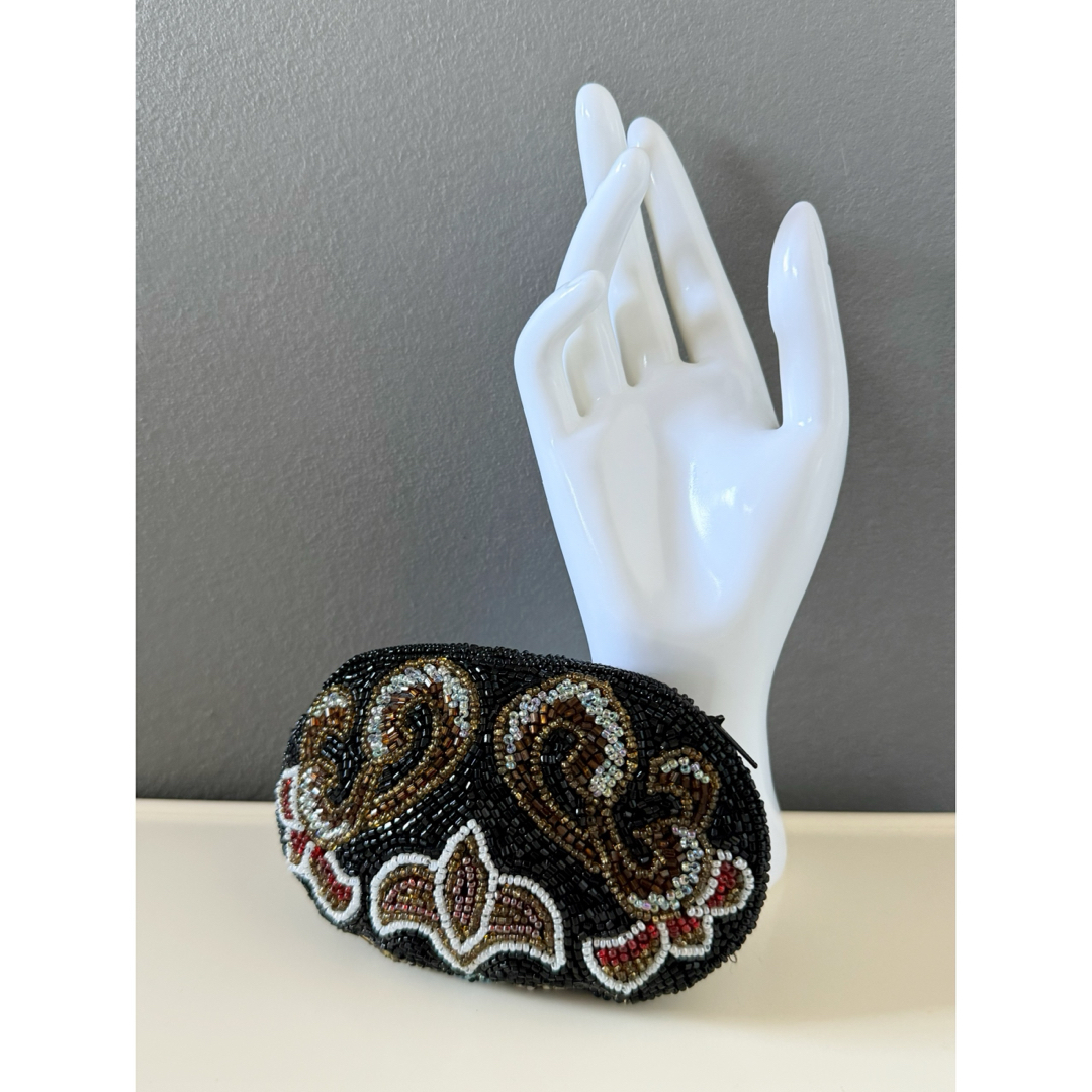 VINTAGE - 古着 80s ビンテージ 総 ビーズ 小銭 小物入れ ポーチ