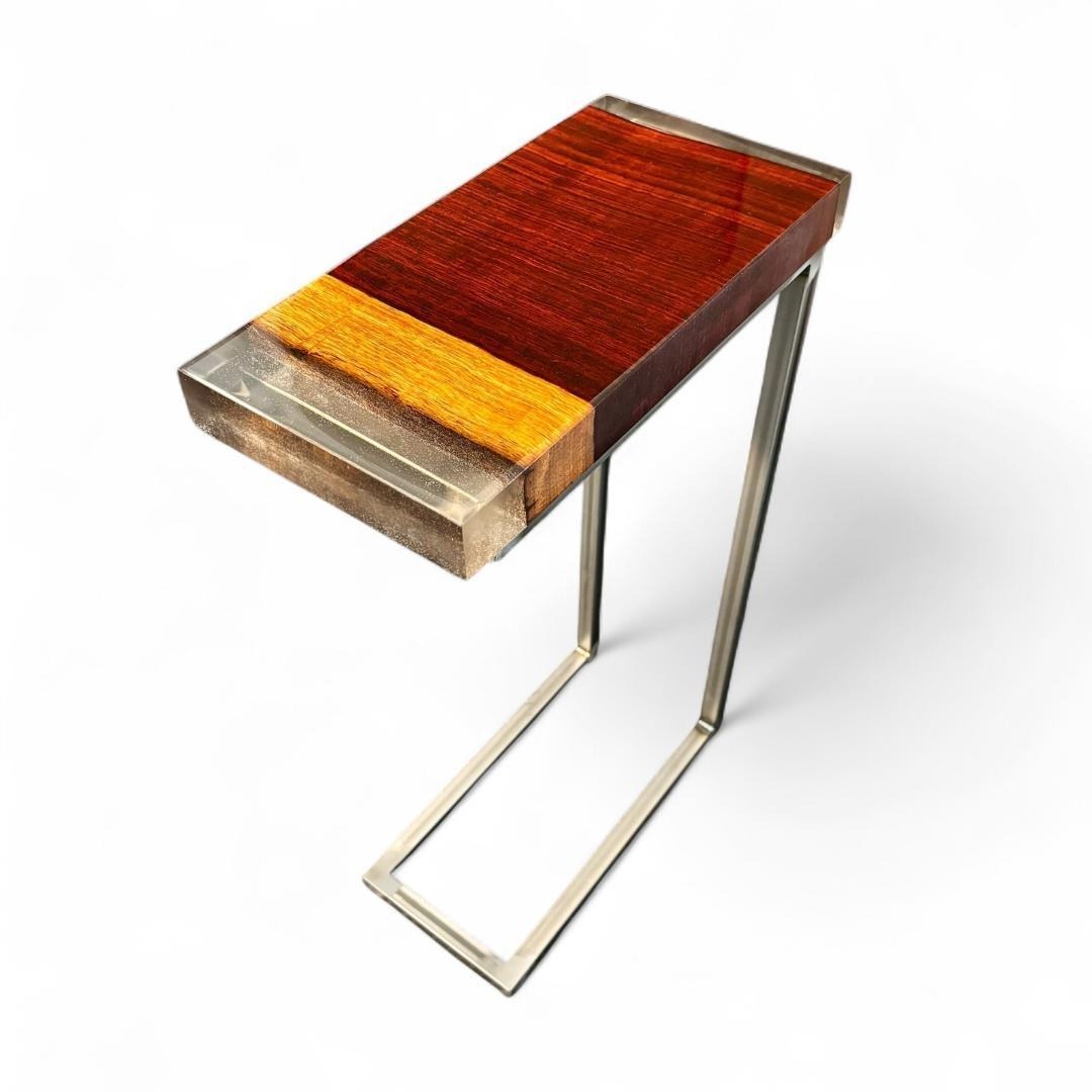 サイドテーブル アイアン 無垢 木製 一枚板 コの字 おしゃれ ベッド 50cm