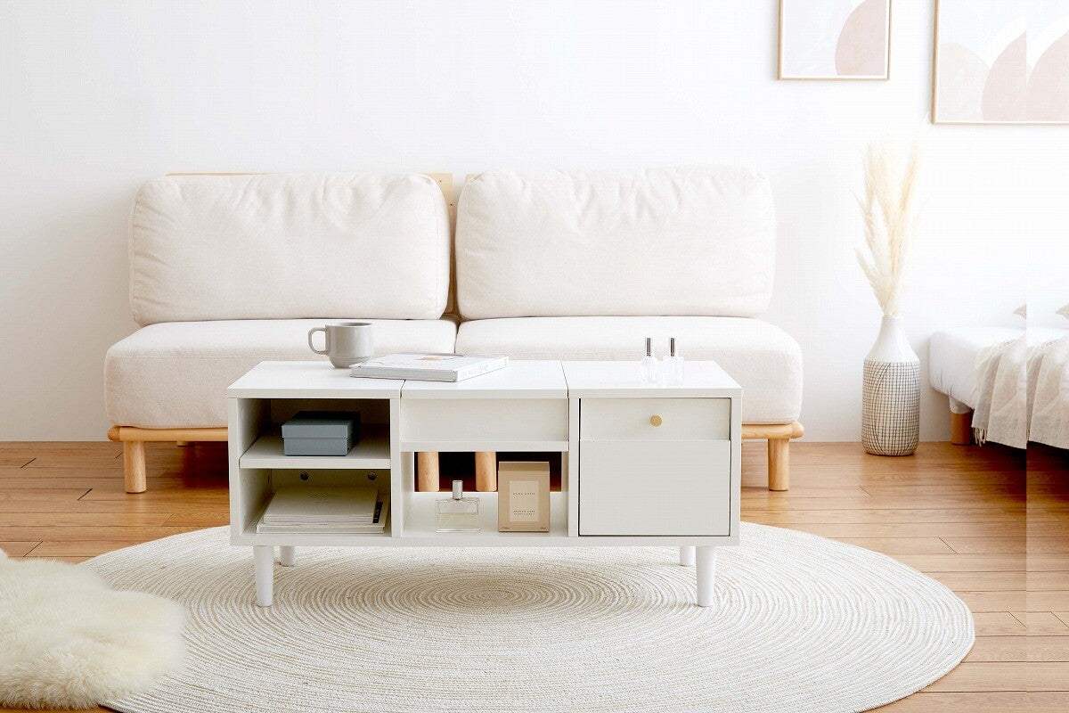 北欧ナチュラル木製収納付き付きドレッサーテーブル | 多機能で省