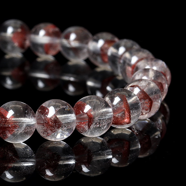 神秘の幻影模様【一点もの】レッドファントムクォーツ8mm シンプル