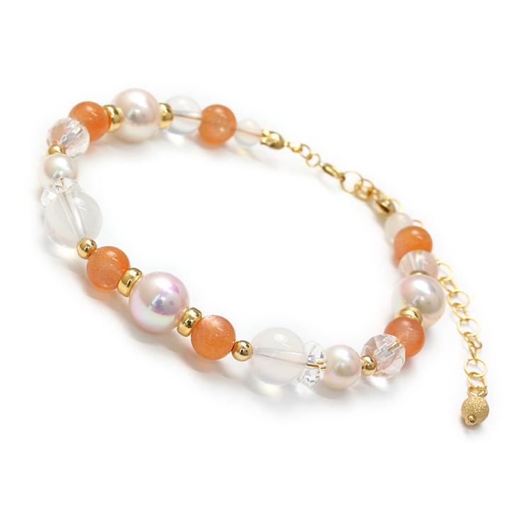 aco classic】アコヤ真珠・誕生石ブレスレット 6月オレンジムーン