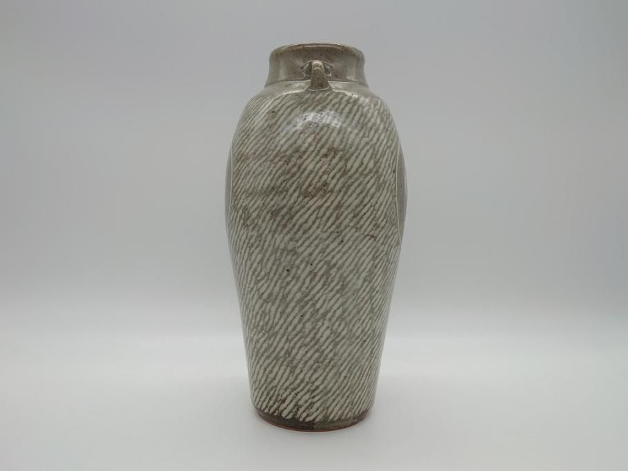 人間国宝 島岡達三 花器 地釉象嵌草花文壺(益子)｜売買された