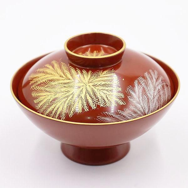 昭和初期輪島塗沈金さび朱色吹物椀美品