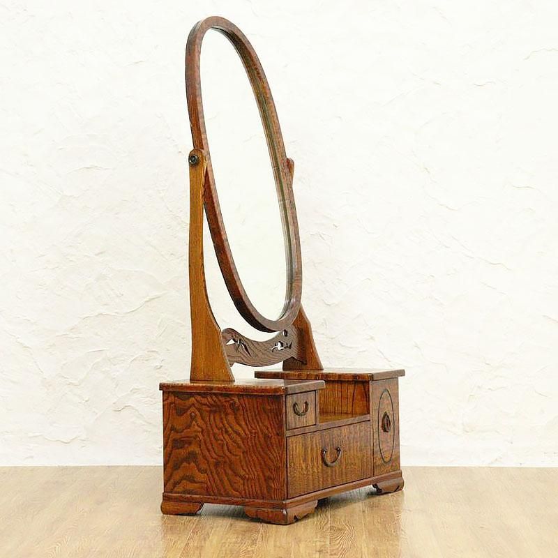 欅玉杢鏡台 鏡交換済み 大正ロマン化粧台