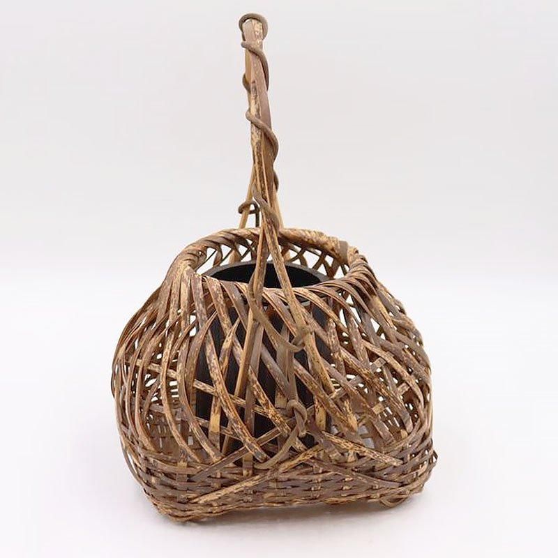 竹籠 日本製 和風 大正昭和初期 花器 幅23cm