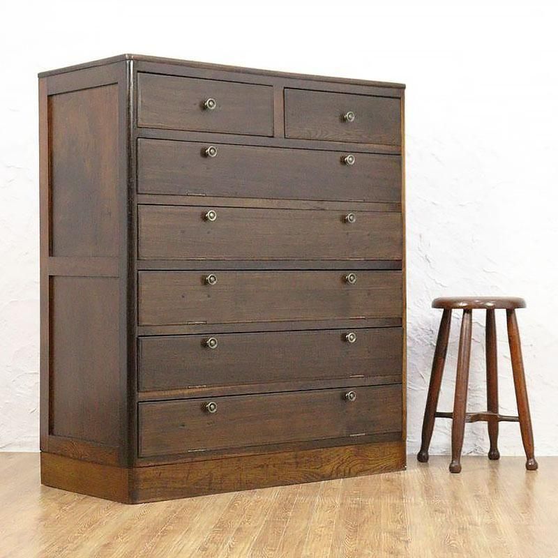 昭和レトロ木製パタパタ下駄箱｜引出し付きキャビネット｜欅×杉の玄関収納