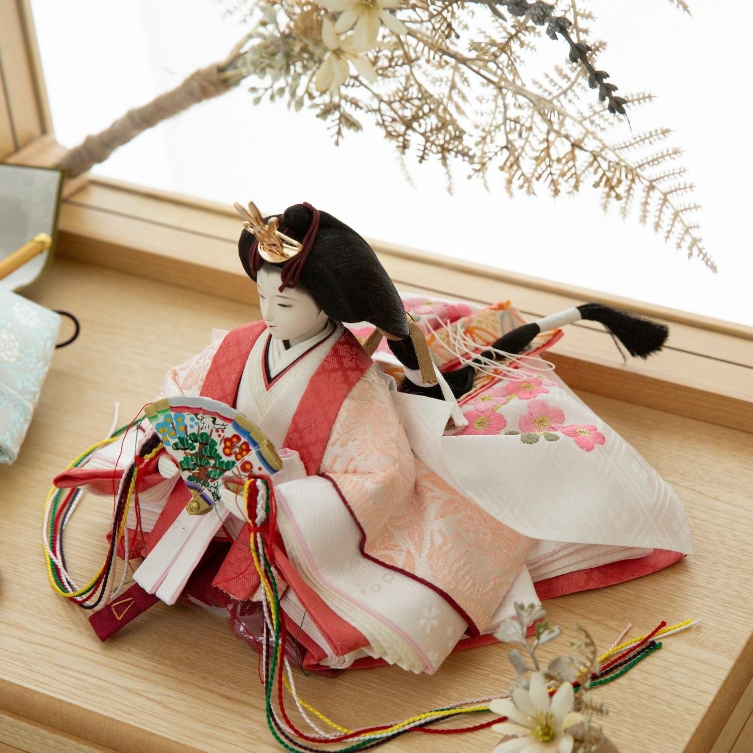 雛人形 京十一番(三五) 西陣織正絹錦 白木収納台 小倉草園