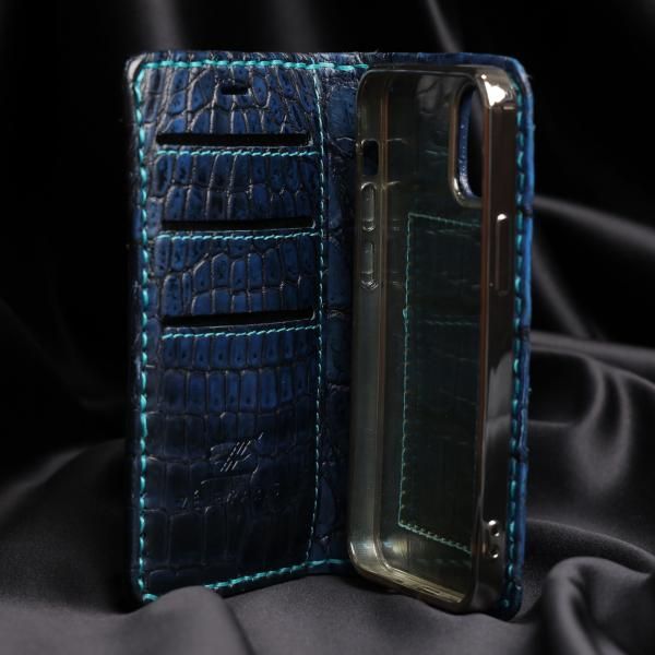 クロコダイル(ポロサス) iPhone12miniケース - クロコダイル・ワニ革